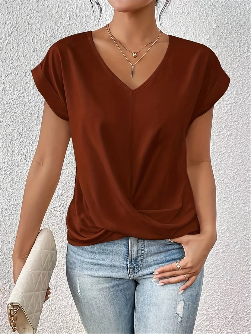 Livia – Draped Women's V-Neck Blouse