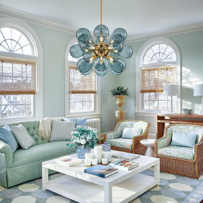BubbleGlow - Modern Blue Glass Chandelier