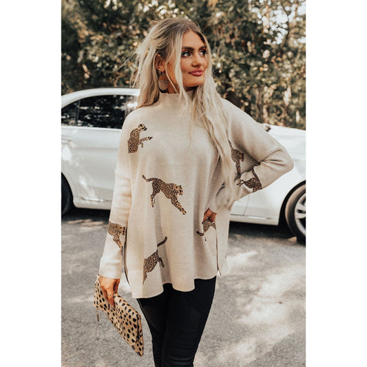 Luna - Women's Retro Tiger & Leopard Print Long-Sleeve Top