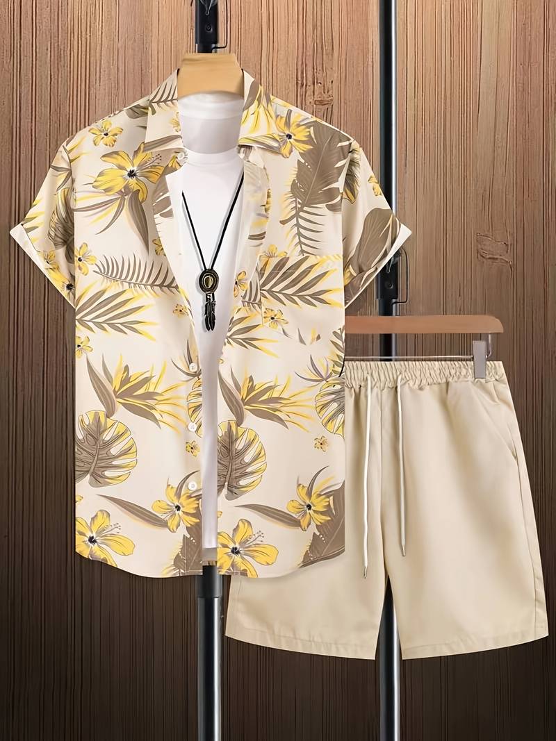 Kai - Tropical Print Men's Short Sleeve Shirt
