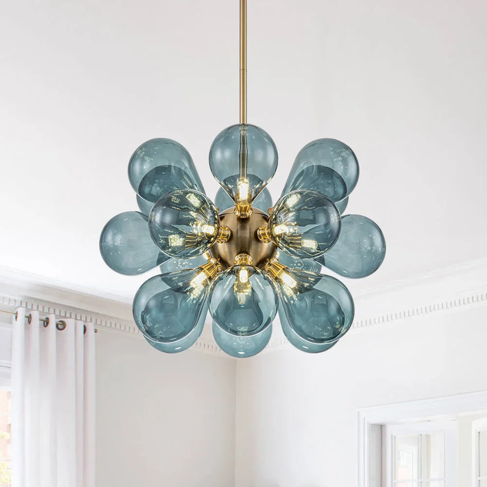 BubbleGlow - Modern Blue Glass Chandelier