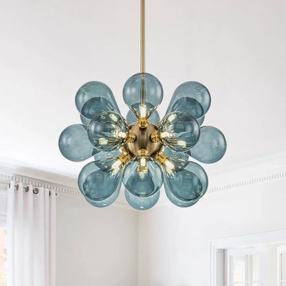 BubbleGlow - Modern Blue Glass Chandelier