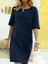 Breeza – Cotton‑Linen Shift Women's Dress