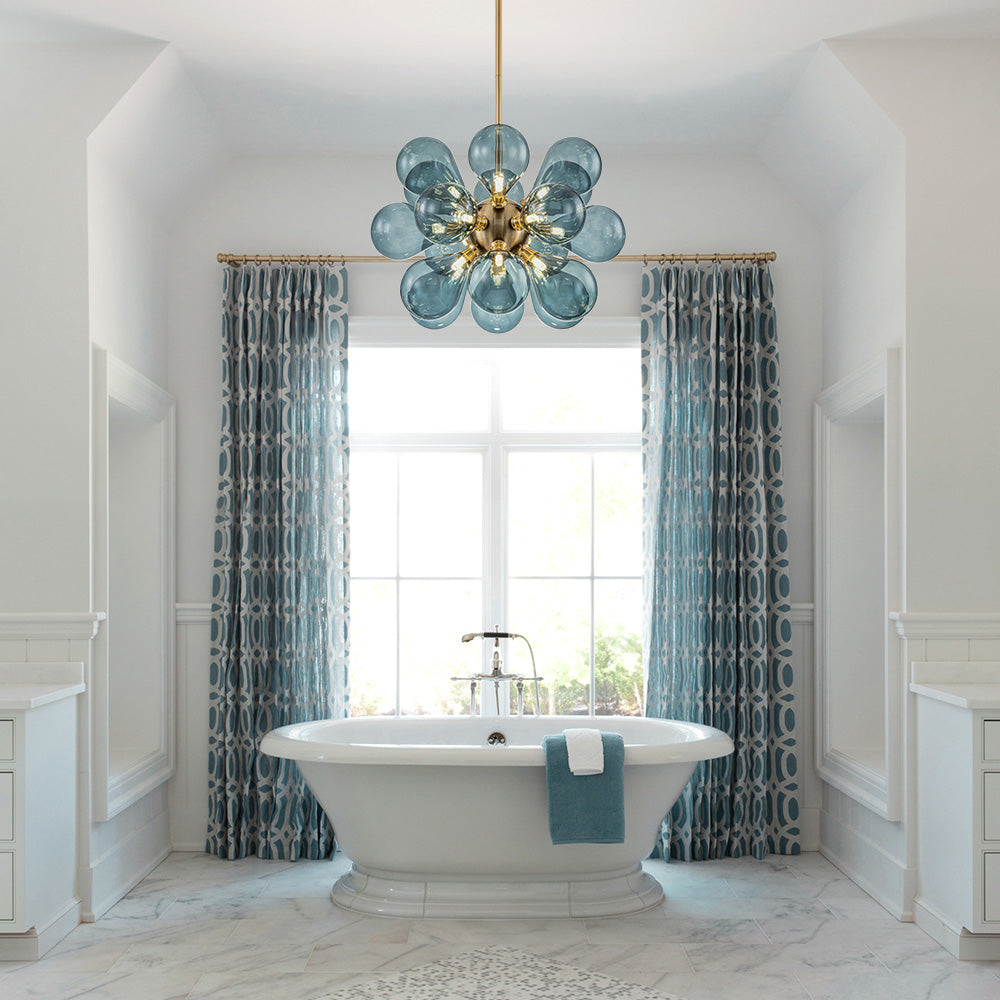 BubbleGlow - Modern Blue Glass Chandelier