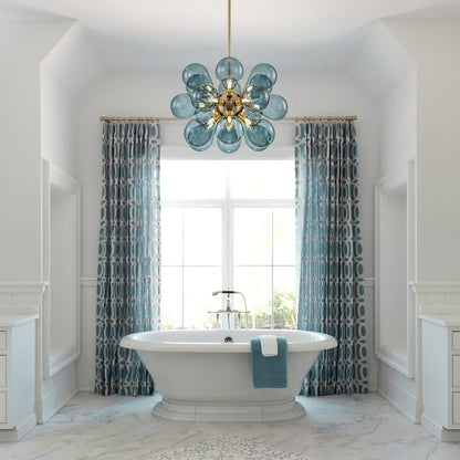 BubbleGlow - Modern Blue Glass Chandelier