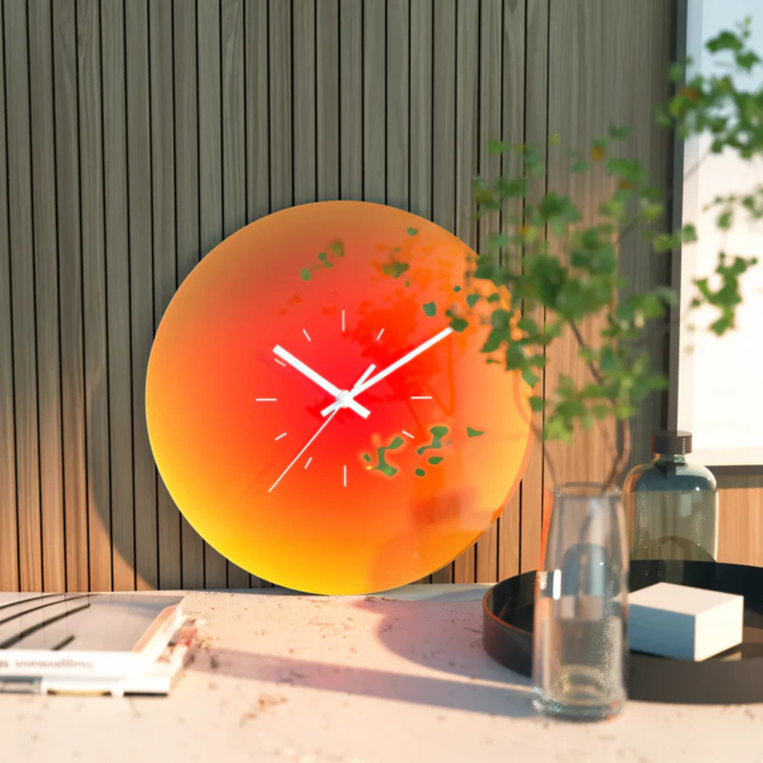 SunGlow - Glass Sunset Design Wall Clock