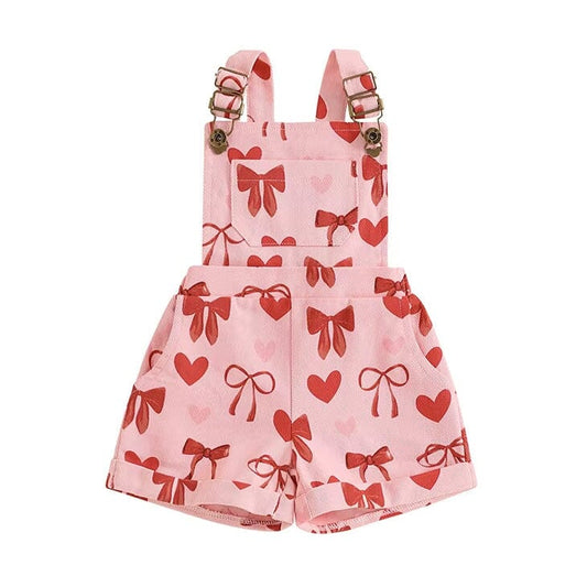 Valentines Day Heart Suspender Baby Romper