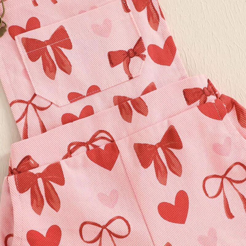 Valentines Day Heart Suspender Baby Romper