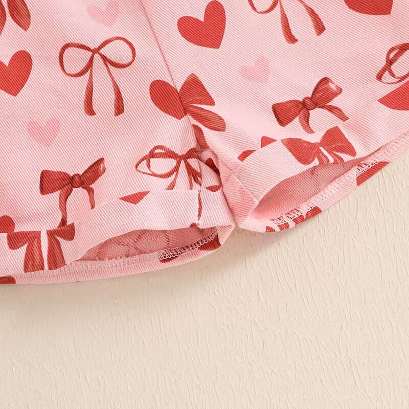 Valentines Day Heart Suspender Baby Romper