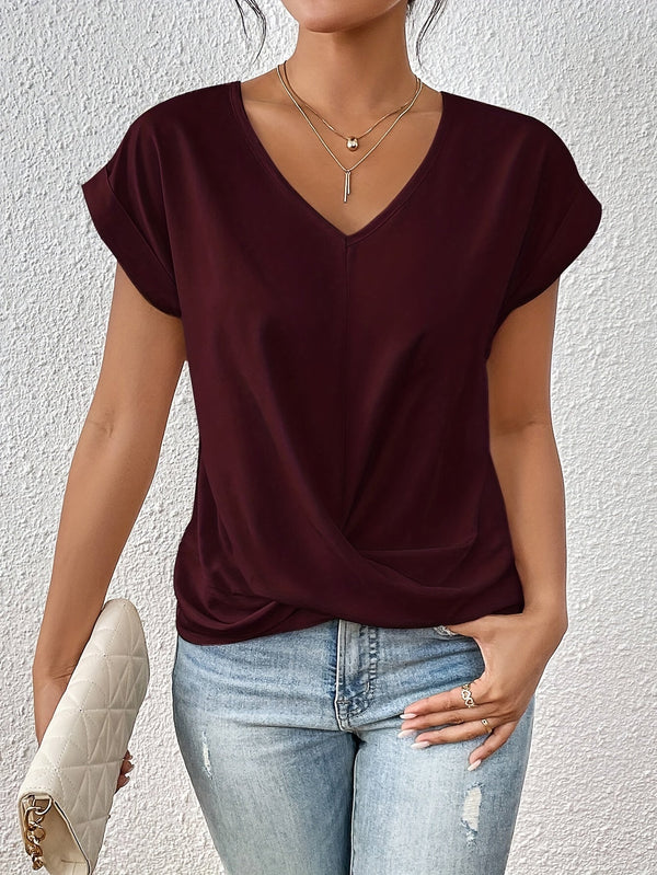 Livia – Draped Women's V-Neck Blouse