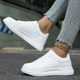 Women's White Faux-Leather Sneakers