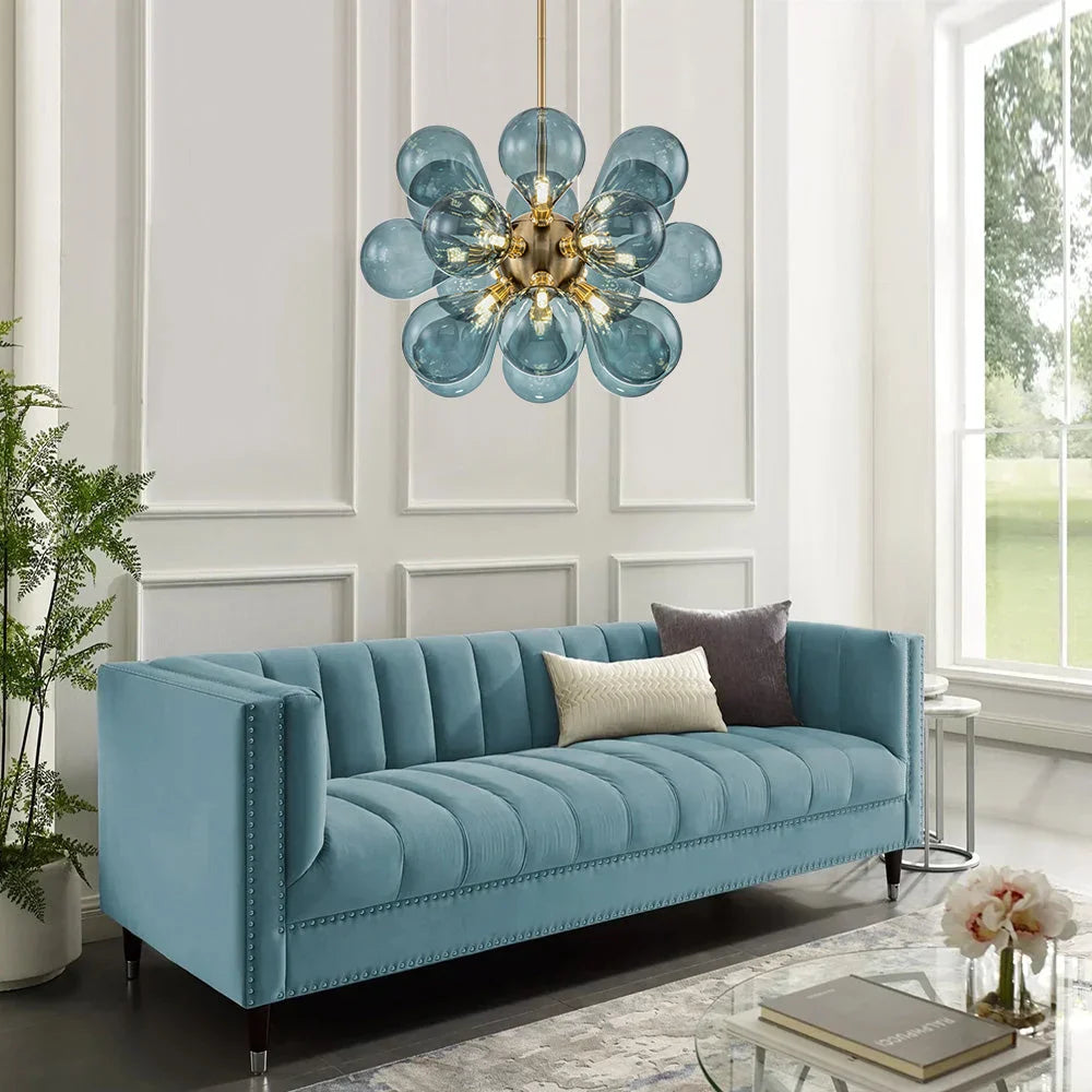 BubbleGlow - Modern Blue Glass Chandelier