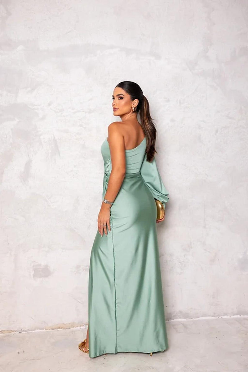 Serena - Sleek One-Shoulder Satin Women's Dress