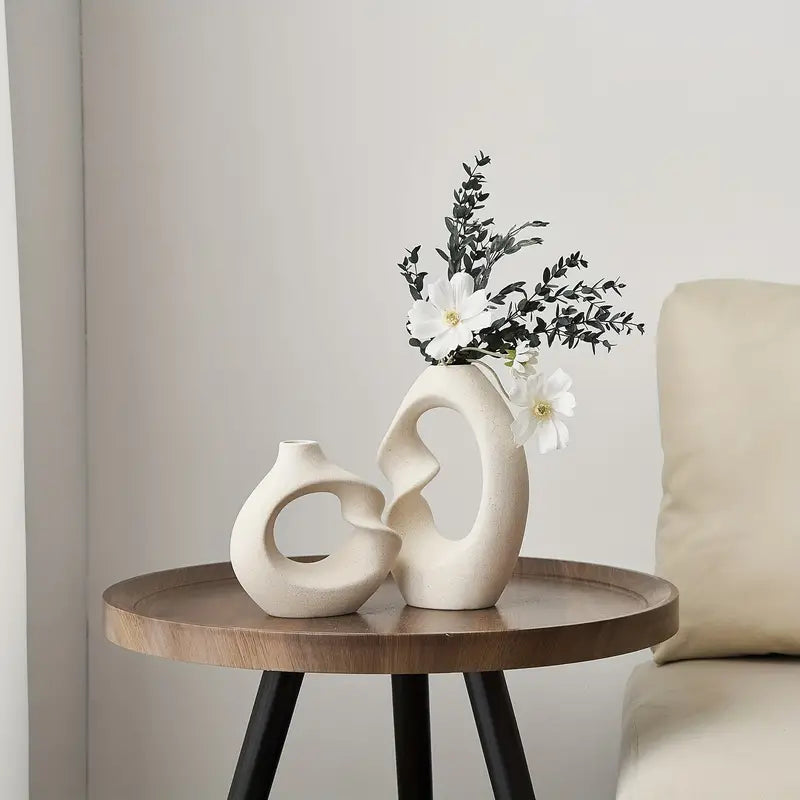 Ceramic Flower Vase Set - Sculptural Abstract Design for Modern Decor-6