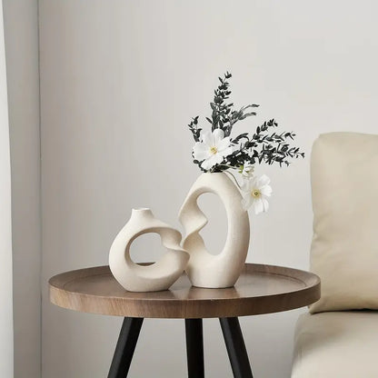 Ceramic Flower Vase Set - Sculptural Abstract Design for Modern Decor-6