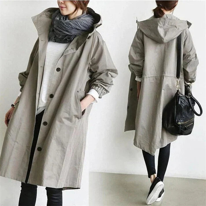 Women's Waterproof Trench Coat with Hood