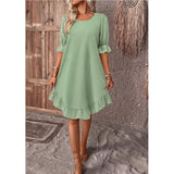 A-Line Midi Dress for Women in Cotton-Linen Blend with Ruffle Trim – Summer Dresses for Casual Outings 3