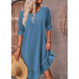 A-Line Midi Dress for Women in Cotton-Linen Blend with Ruffle Trim – Summer Dresses for Casual Outings 4