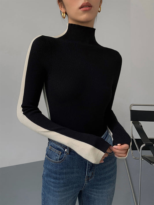 Variant image for Leonie Women's Top - Versatile Two-Tone Knitted Long Sleeve for Every Occasion-1