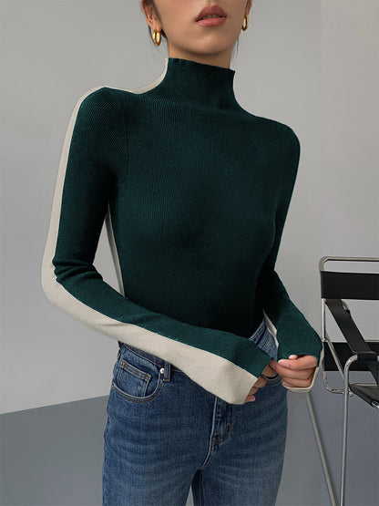 Variant image for Leonie Women's Top - Versatile Two-Tone Knitted Long Sleeve for Every Occasion-31