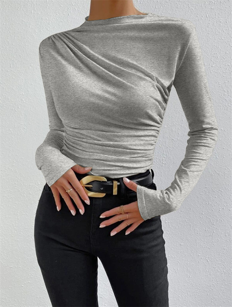 Variant image for Virelle - Women's Long Sleeve Top with Elegant Pleats and High Stretch Comfort-1