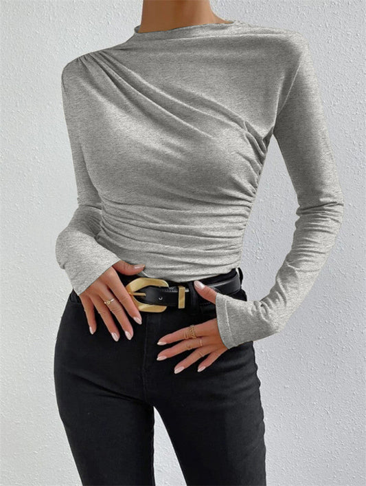 Variant image for Virelle - Women's Long Sleeve Top with Elegant Pleats and High Stretch Comfort-1