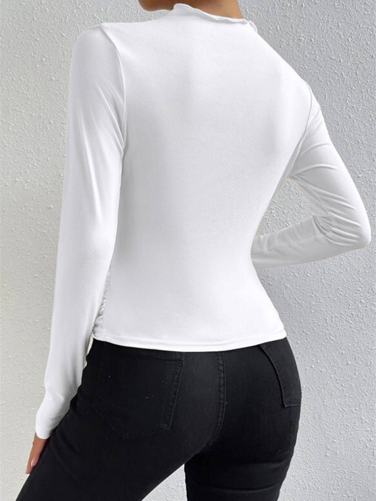 Virelle - Women's Long Sleeve Top with Elegant Pleats and High Stretch Comfort-6