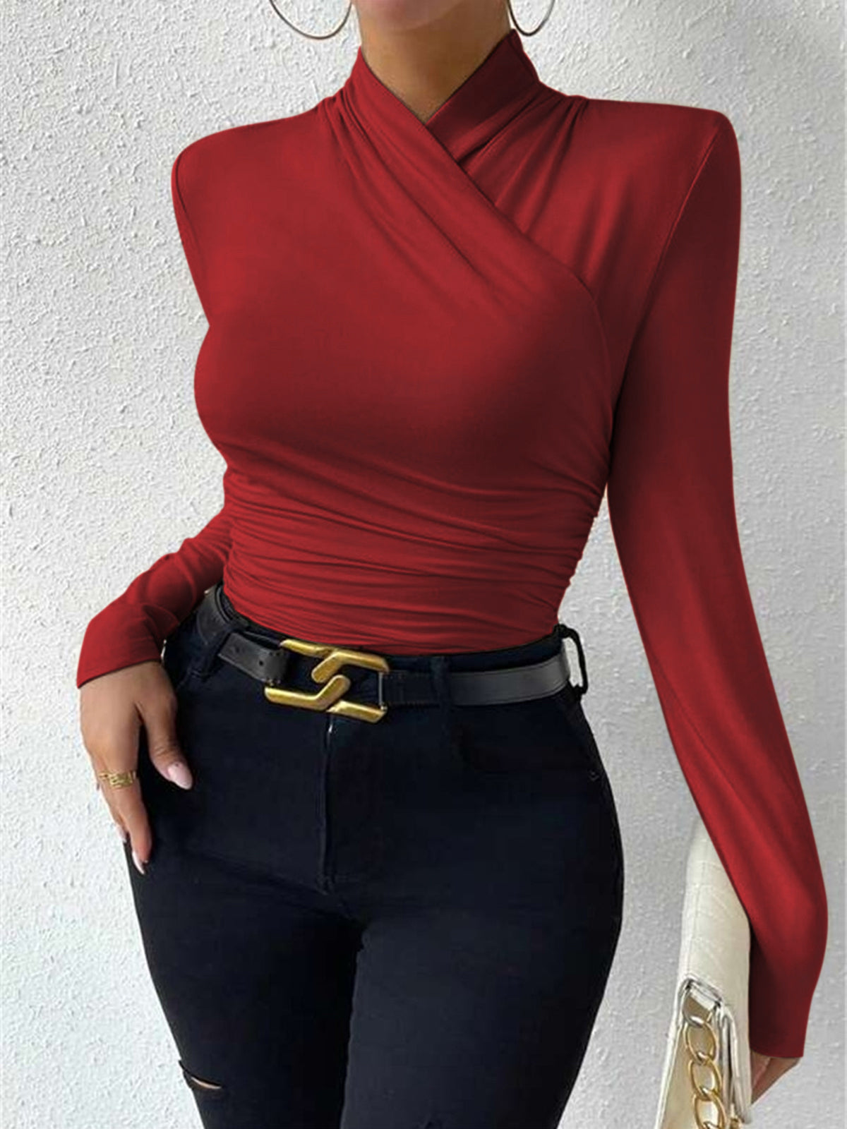 Variant image for Caline - Women's Top with Elegant Crossed Wrap Design & Flattering Fit-21