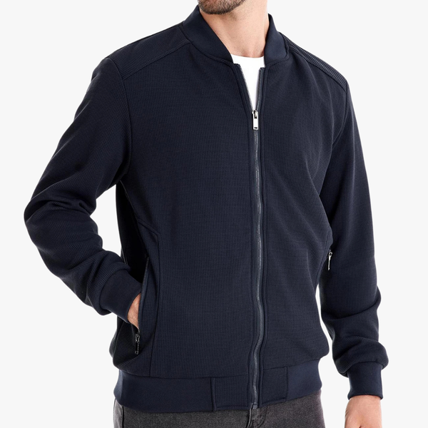 Reno – Men's Bomber Jacket in Waffle Knit Blend
