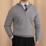 Nero - Men’s Cable Knit Half-Zip Sweater