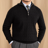 Nero - Men’s Cable Knit Half-Zip Sweater