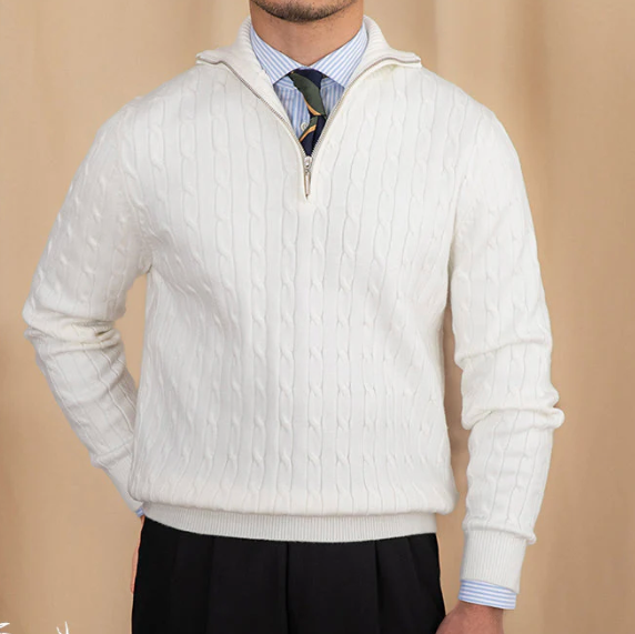 Nero - Men’s Cable Knit Half-Zip Sweater