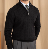 Nero - Men’s Cable Knit Half-Zip Sweater