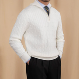 Nero - Men’s Cable Knit Half-Zip Sweater
