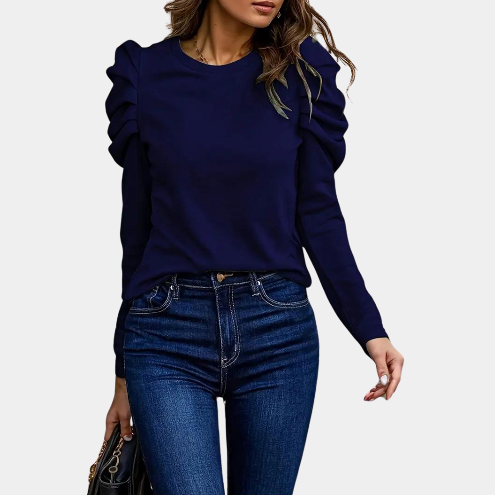 Variant image for Elegant Women's Long Sleeve Puff Sleeve Blouse for Casual Outings-7