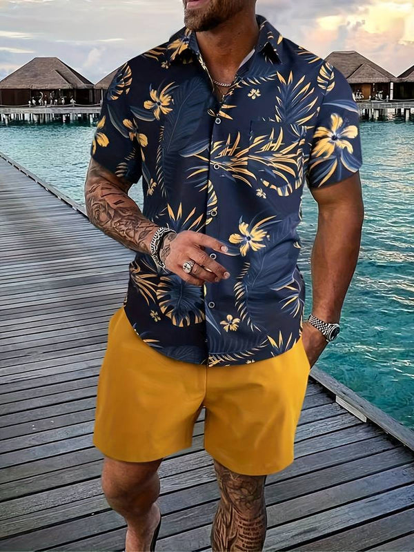 Kai - Tropical Print Men's Short Sleeve Shirt
