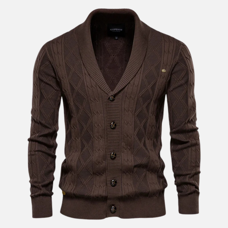 Beckett – Men’s Argyle Knit Cardigan