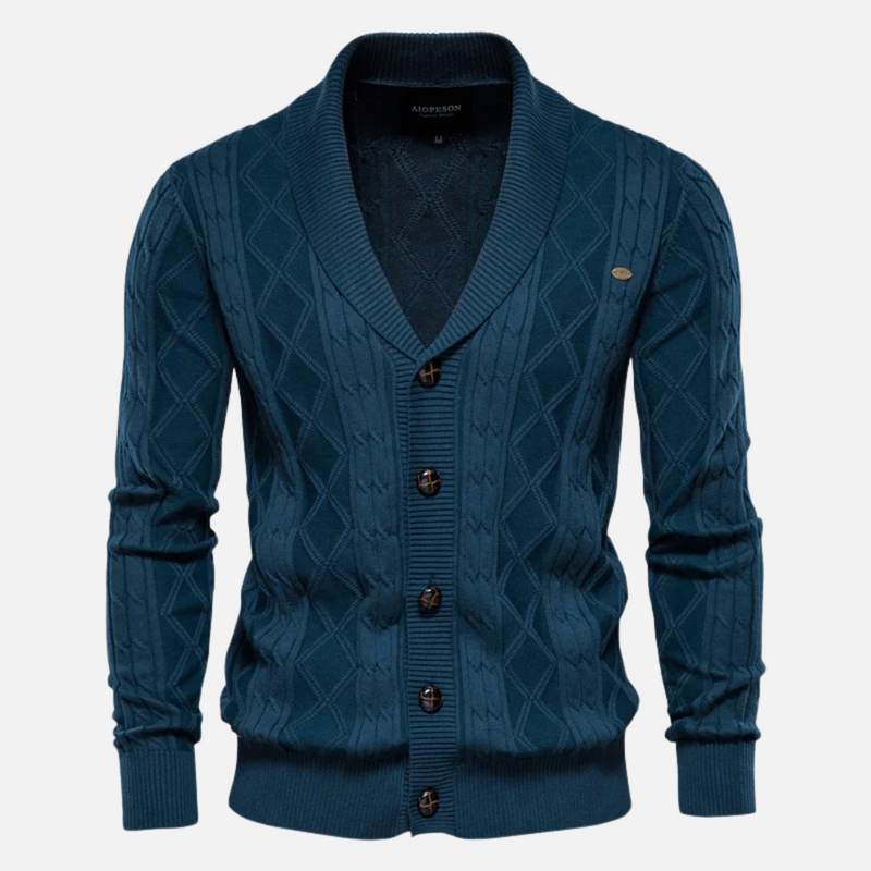 Beckett – Men’s Argyle Knit Cardigan