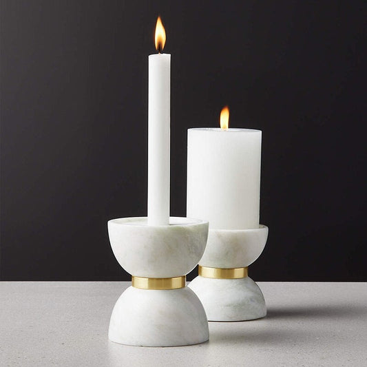 Variant image for Marbello - Elegant Marble Candlestick with Brass Accents for Pillar Candles-3