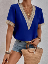 Luna – Stylish Lace V-Neck Women's Blouse