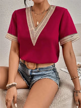 Luna – Stylish Lace V-Neck Women's Blouse