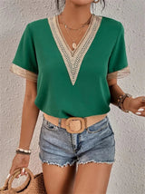 Luna – Stylish Lace V-Neck Women's Blouse