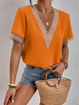 Luna – Stylish Lace V-Neck Women's Blouse