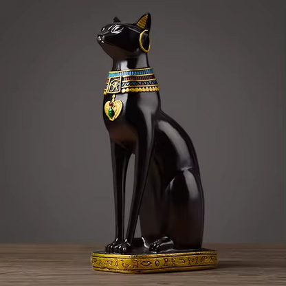 Variant image for Elegant Egyptian Cat Statue with Gold and Turquoise Accents - Premium Statuary-1