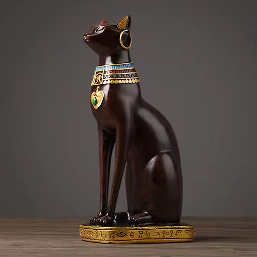 Variant image for Elegant Egyptian Cat Statue with Gold and Turquoise Accents - Premium Statuary-3