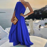 Elegant One-Shoulder Black Maxi Dress for Women – Flattering Draped Silhouette for Special Occasions 5