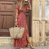 Elegant Paisley Print Maxi Dress for Women with V-Neck and Belted Fit – Perfect Long Dress for Day or Night 3