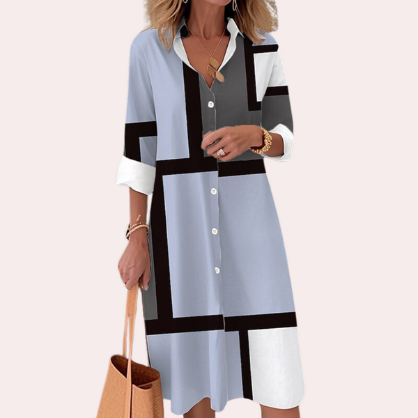 Elegant Pink Midi Dress for Women with Long Sleeves and Button Closure 6