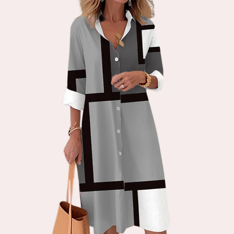 Elegant Pink Midi Dress for Women with Long Sleeves and Button Closure 7