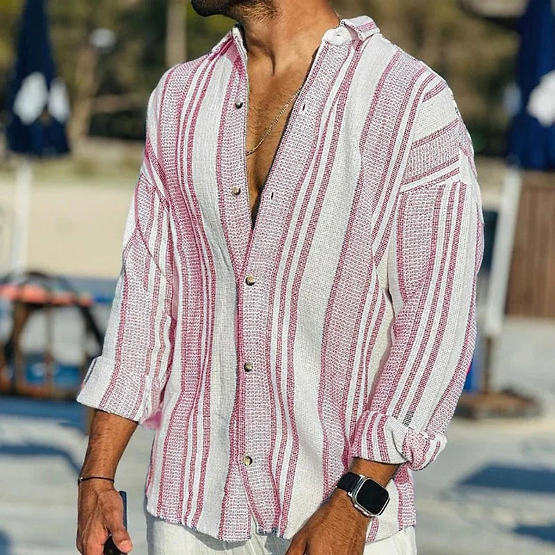 Gerben - Men's Modern Striped Long Sleeve Shirt